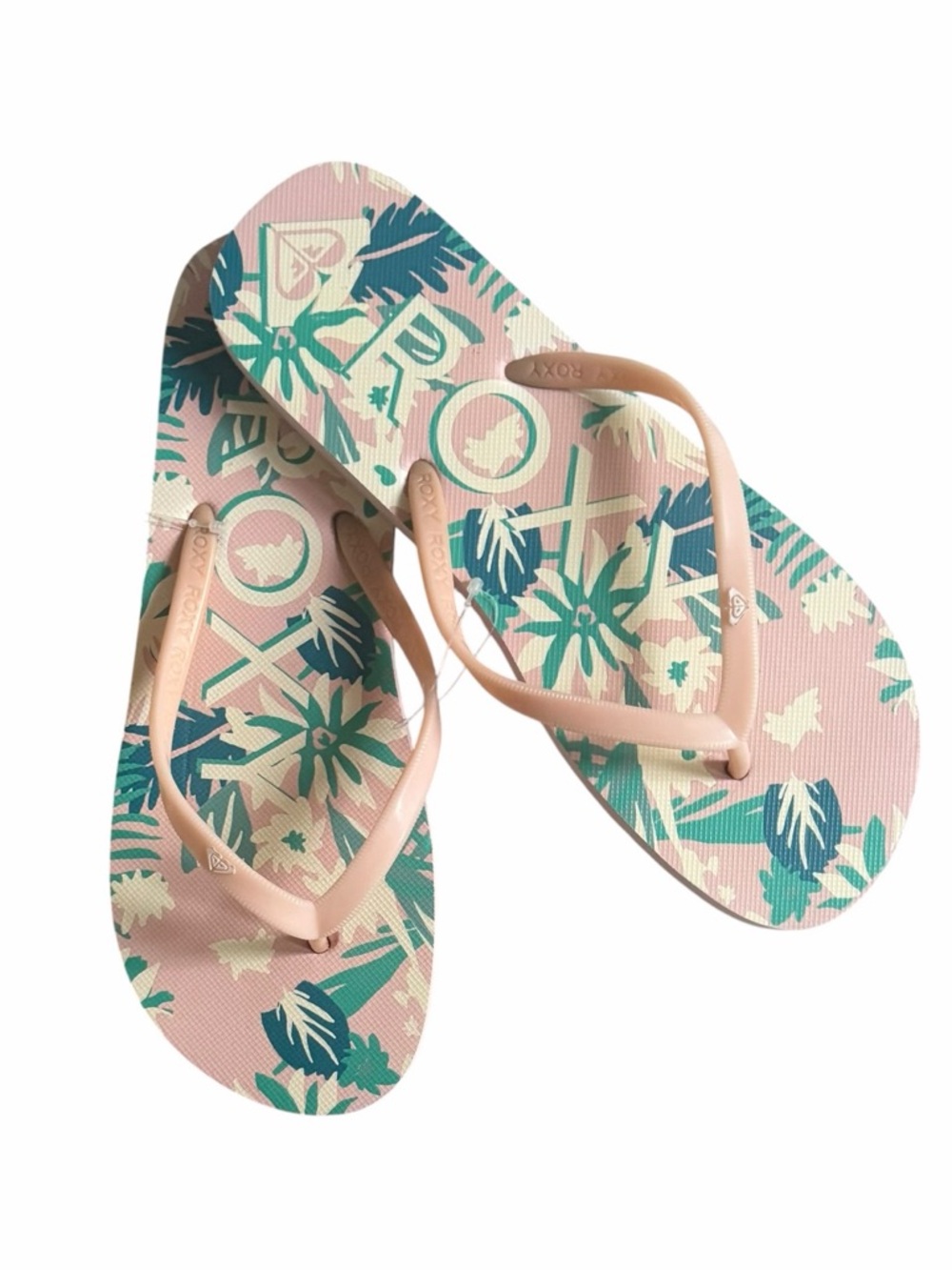 Roxy Melon III Pink Tropical Palm Flip Flops Size 9 - Picture 5 of 5